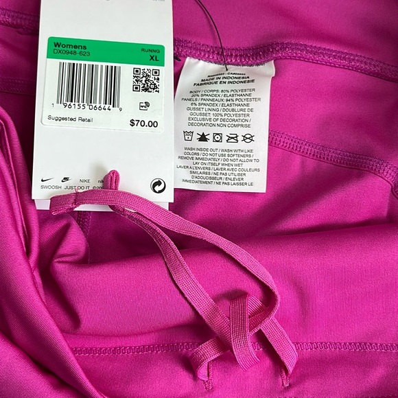 Nike Fast Dri Fit Tight Fit Mid Rise 7/8 Length Leggings Pink XLarge $70 NWT - Picture 11 of 16
